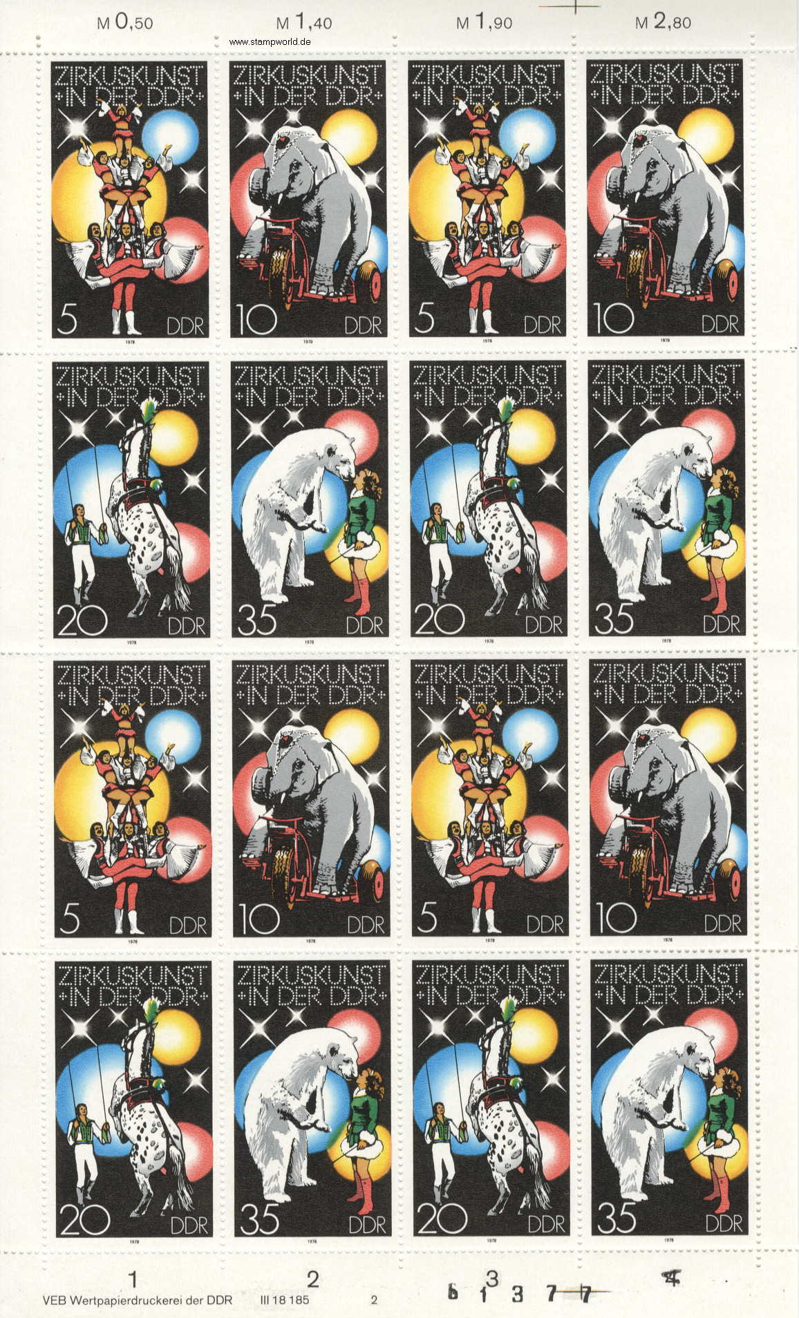 Briefmarken/Stamps Zirkus/Elefant/Eisbär/Pferd
