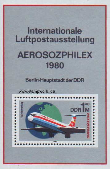Briefmarken/Stamps AEROSOZPHILEX/Flugzeug (IL 62)/Erdkugel