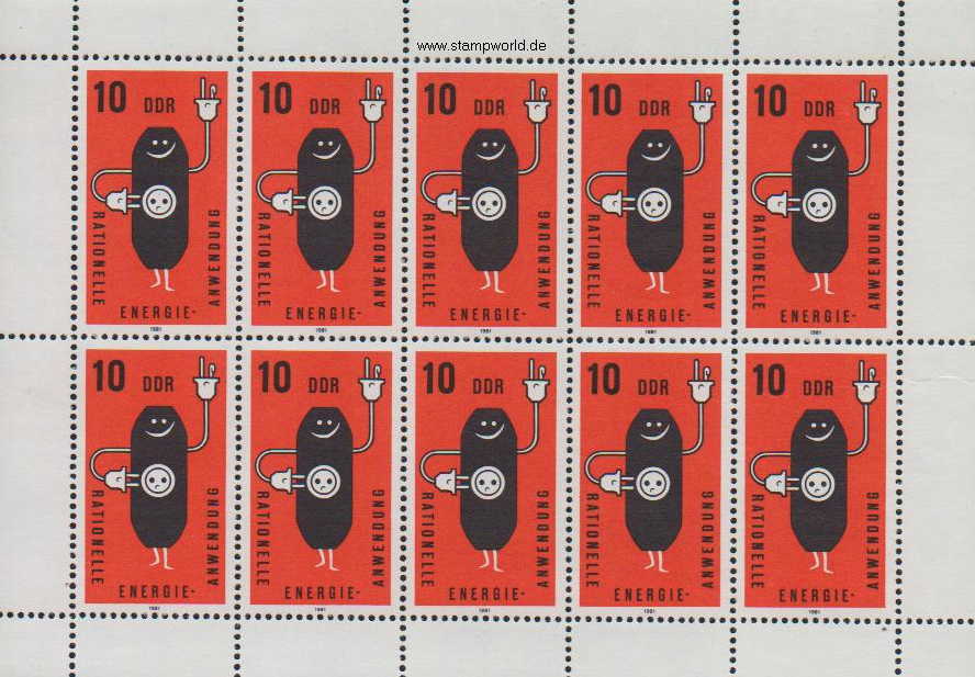 Briefmarken/Stamps Energiesparen/Braunkohlenbrikett