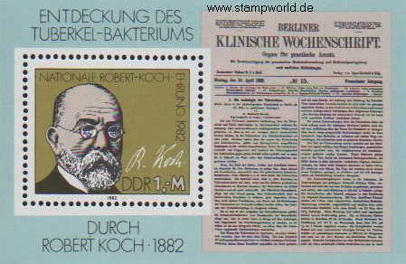 Briefmarken/Stamps Robert Koch/Wissenschaftl. Zeitschrift/Nobelpreis