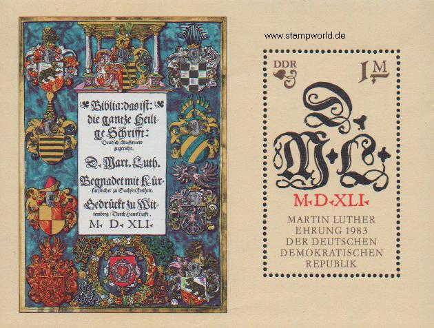 Briefmarken/Stamps Martin Luther/Initialen/Buchtitel/Wappen