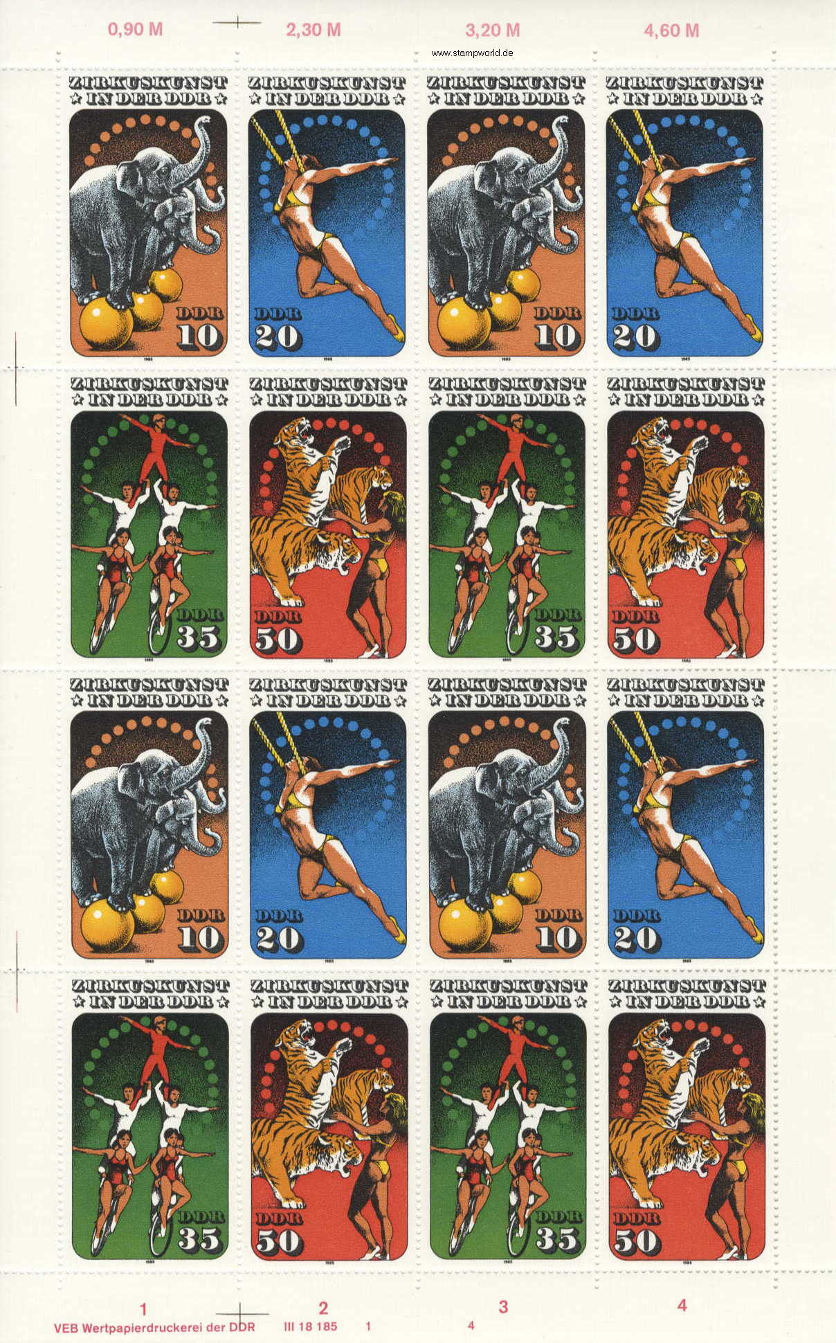 Briefmarken/Stamps Zirkus/Elefanten/Tiger/Akrobaten/Radfahrkunst