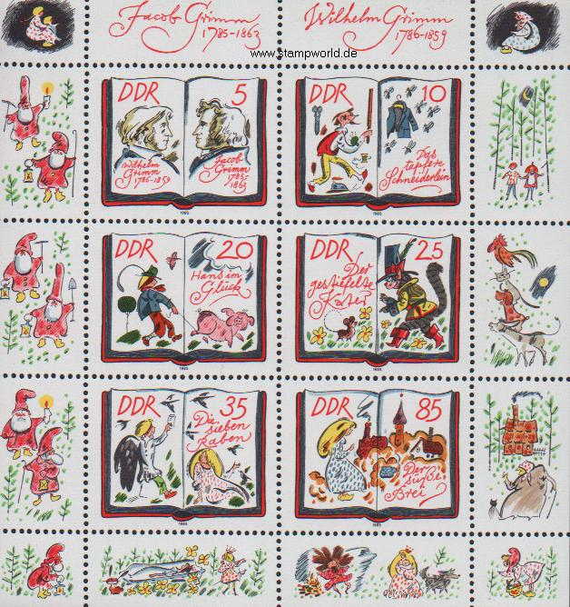 Briefmarken/Stamps Grimm's Märchen/Katze/Vögel/Insekten/Schwein/Hund/Hahn