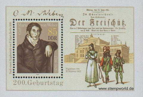 Briefmarken/Stamps Carl Maria von Weber/Komponist
