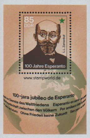 Briefmarken/Stamps 100 J. Esperanto/L. L. Zamenhof (Arzt)/Erdkugel
