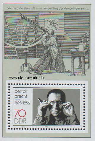 Briefmarken/Stamps B. Brecht/Astronom/Teleskop