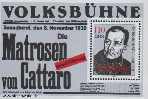 Briefmarken/Stamps F. Wolf/Dramatiker/Theaterplakat