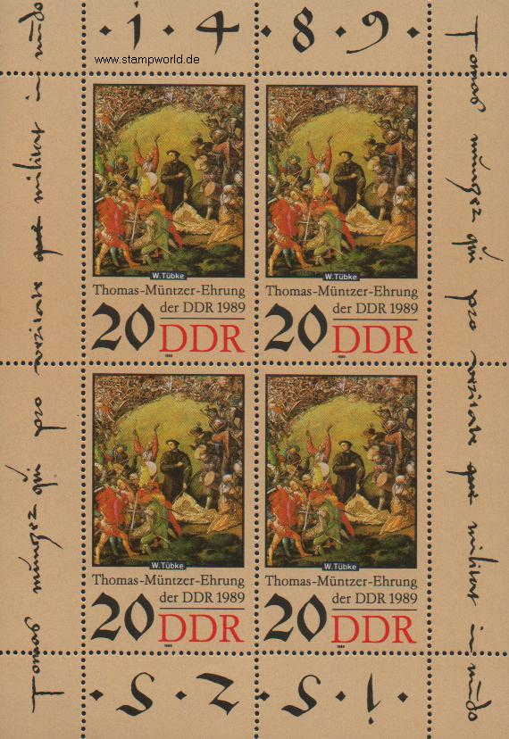 Briefmarken/Stamps Th. Müntzer/Gemälde (W. Tübke)