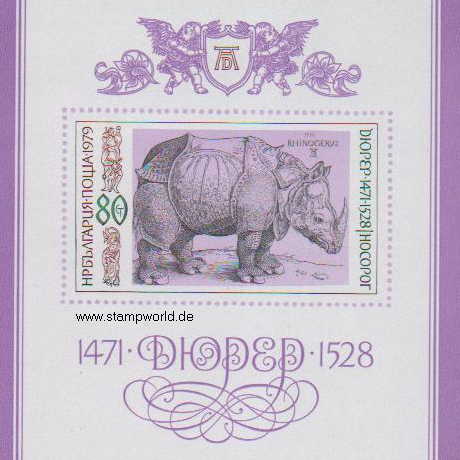 Briefmarken/Stamps Gemälde/Rhinozeros (Dürer)