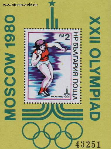 Briefmarken/Stamps Olympia Moskau/Kugelstoßen