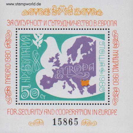 Briefmarken/Stamps KSZE-Konferenz/Landkarte/Friedenstaube stilis.