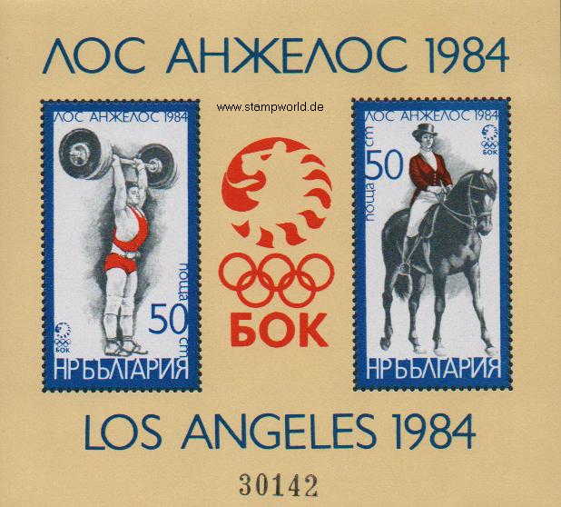 Briefmarken/Stamps Olympia Los Angeles/Reiter/Gewichtheben