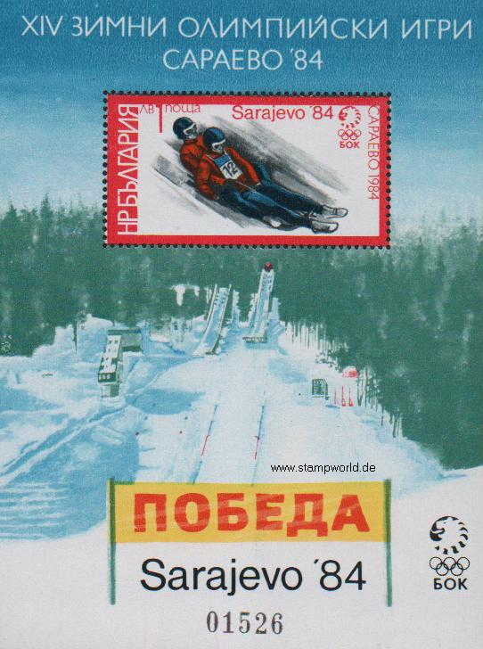 Briefmarken/Stamps Olympia Sarajevo/Rodler/Skispringen