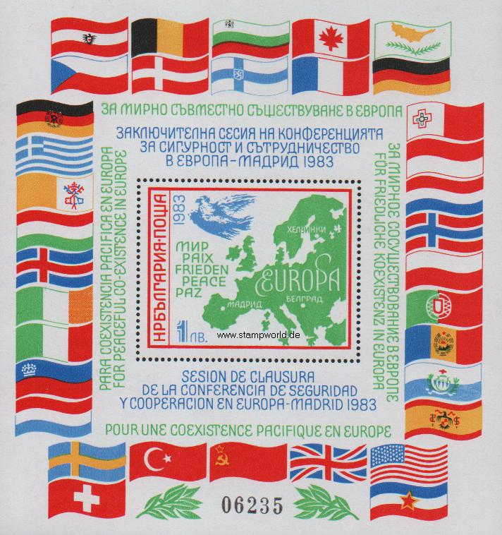 Briefmarken/Stamps KSZE-Konferenz/Flaggen/Landkarte/Taube stilis