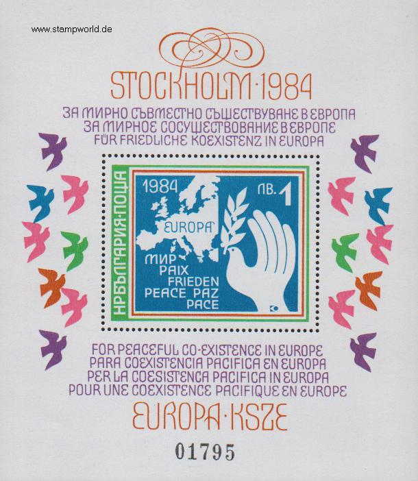 Briefmarken/Stamps KSZE-Konferenz/Landkarte/Tauben stilis.