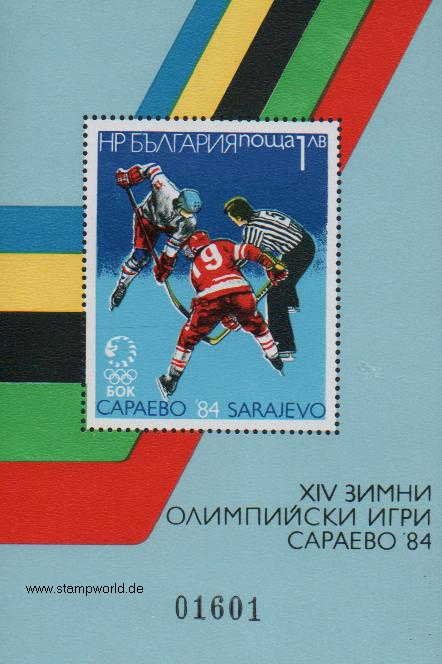 Briefmarken/Stamps Olympia Sarajevo/Eishockey