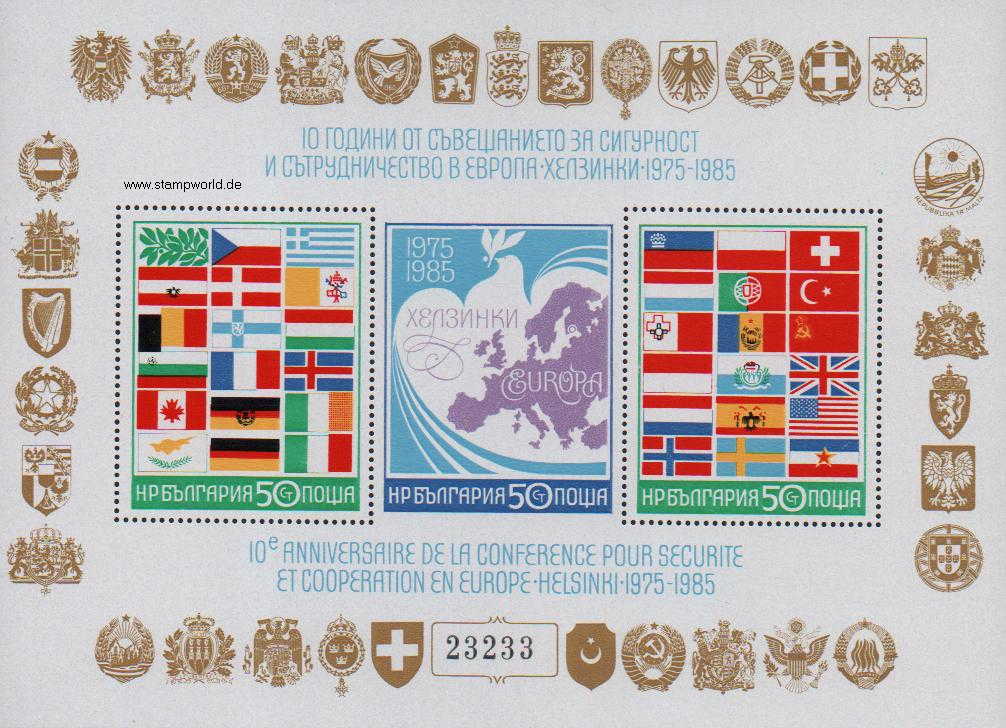 Briefmarken/Stamps KSZE-Konferenz/Flaggen/Wappen/Landkarte/Taube stilis