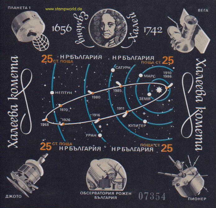 Briefmarken/Stamps Halleyscher Komet/Sonnensystem/Satelliten