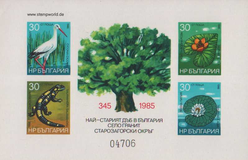 Briefmarken/Stamps Naturschutz/Storch/Salamander/Seerosen