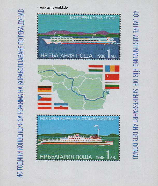 Briefmarken/Stamps Donau-Konferenz/Schiffe/Landkarte/Flaggen
