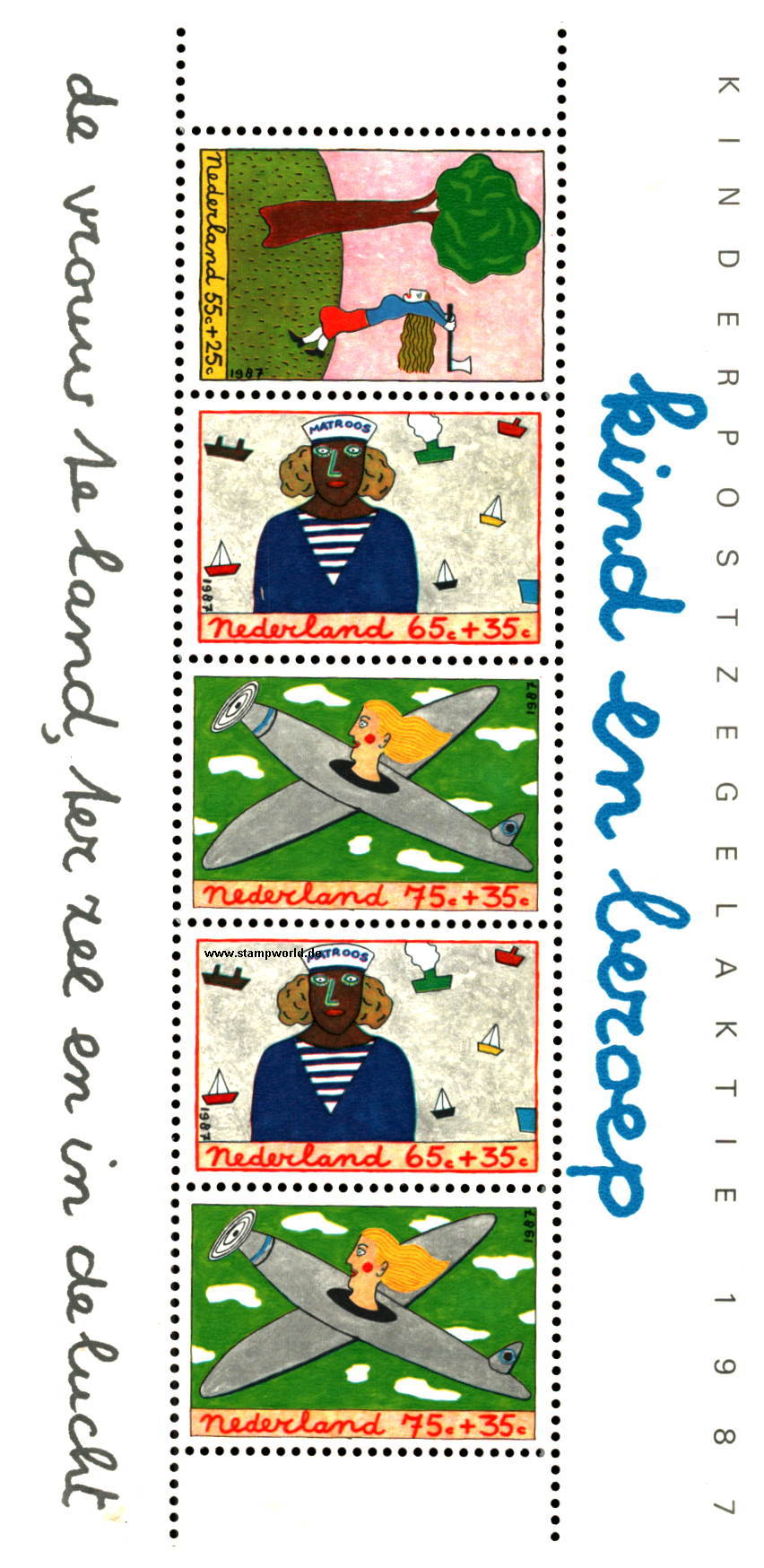 Briefmarken/Stamps Kind und Beruf/Kindergemälde/Flugzeug