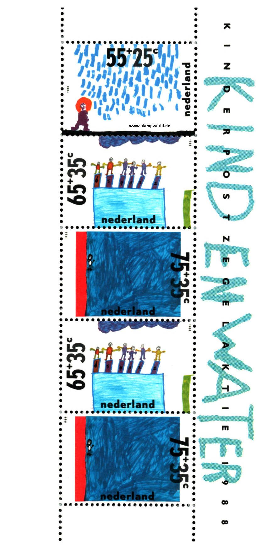 Briefmarken/Stamps Kind und Wasser/Kinderzeichnungen/Schwimmsport