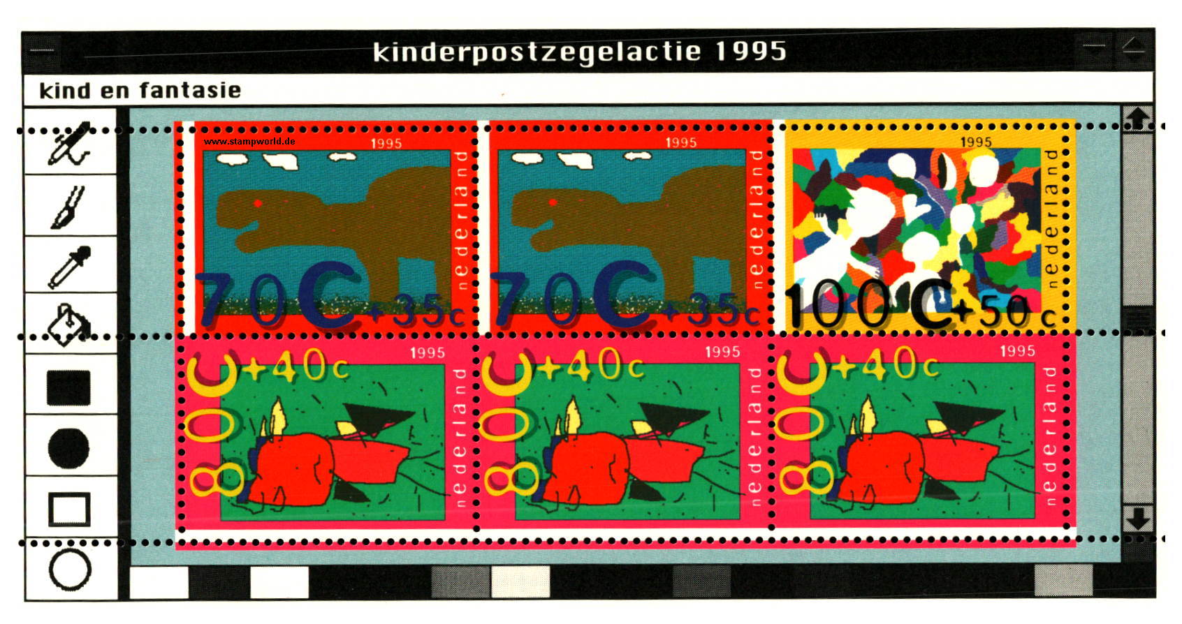 Briefmarken/Stamps Kinder-Computer-Kunst/Saurier stilis.