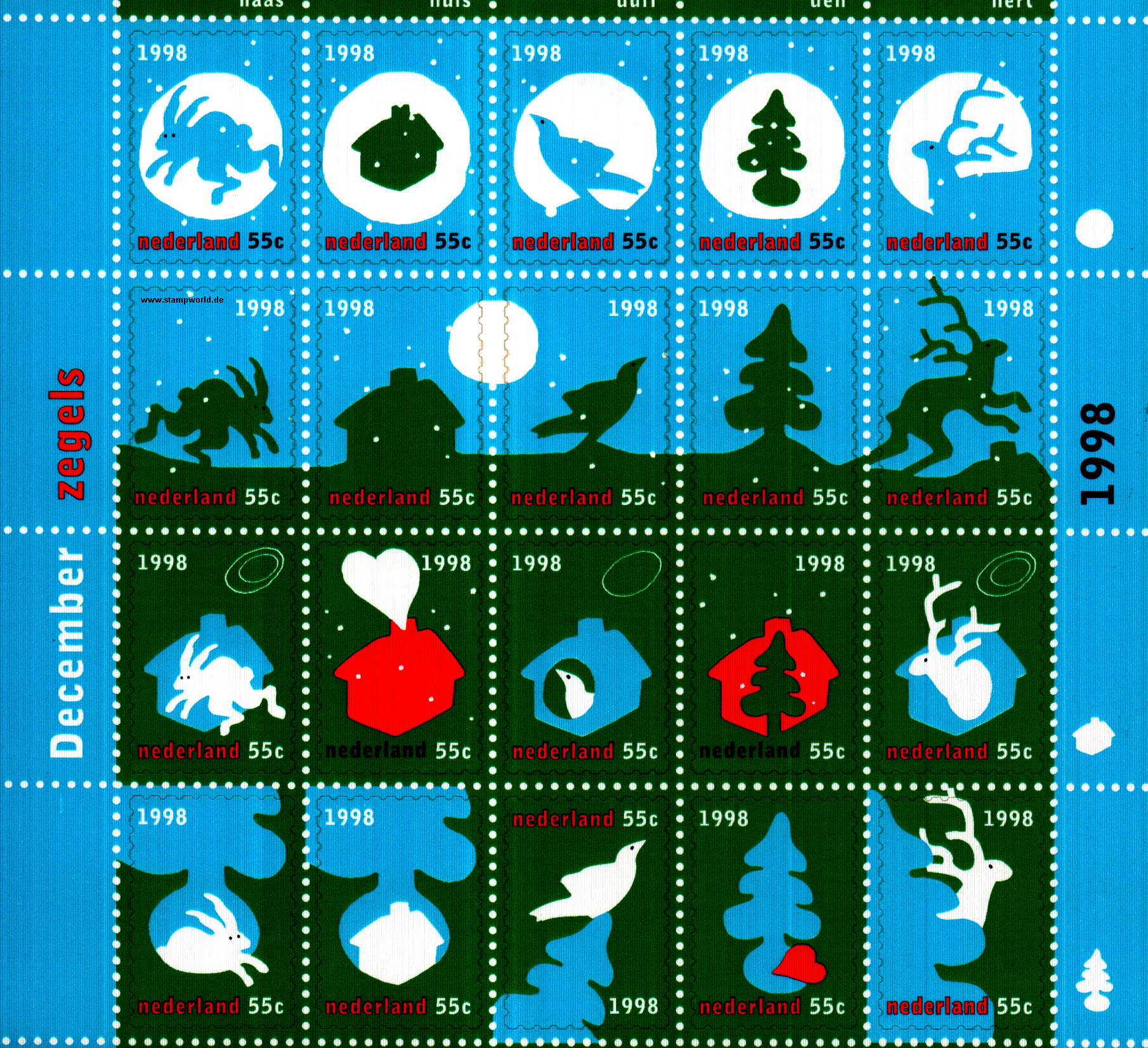 Briefmarken/Stamps Dezembermarken/Vögel/Hasen/Hirsche