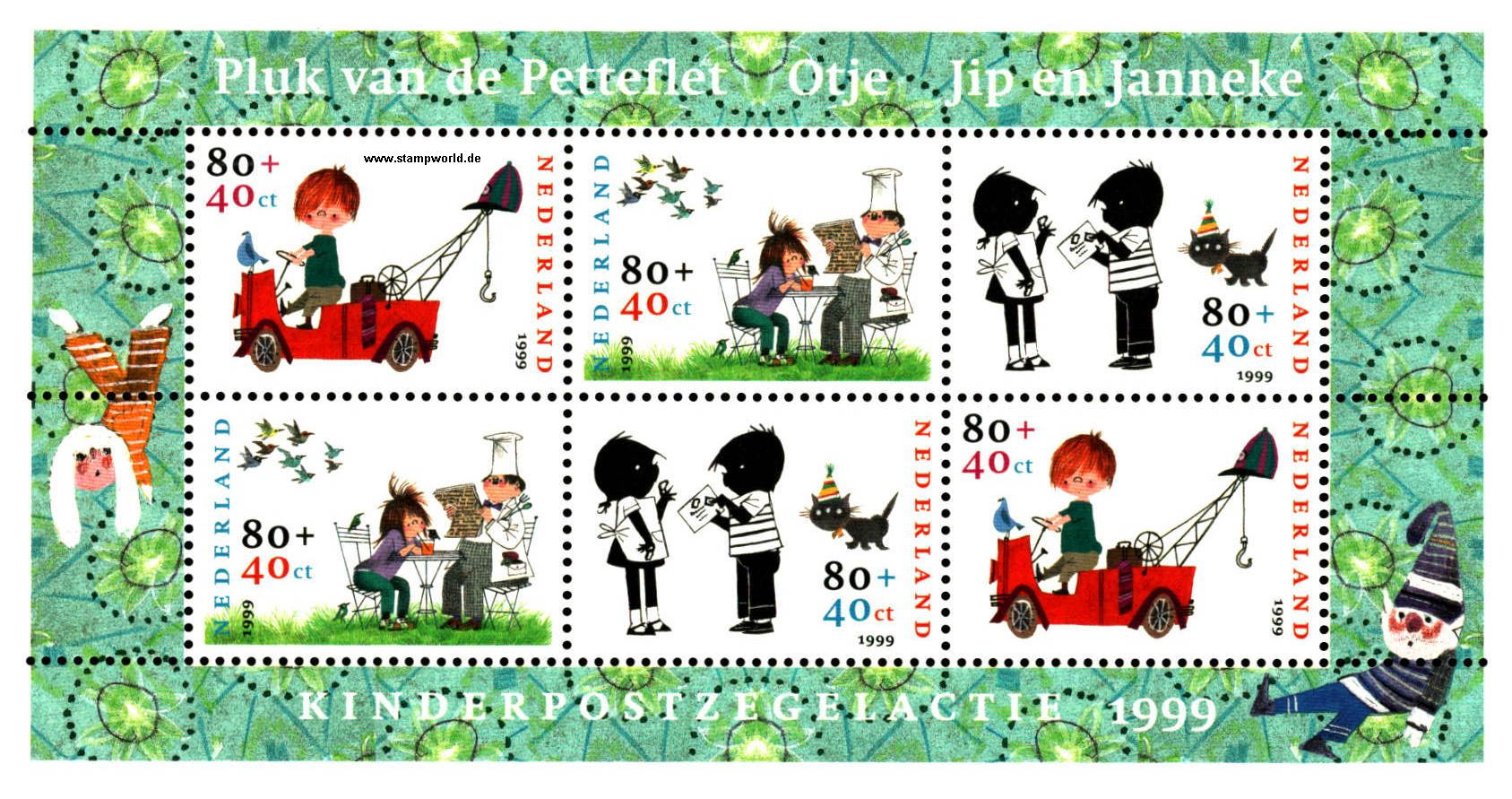 Briefmarken/Stamps Kinderbücher/Illustrationen/Vögel/Katze