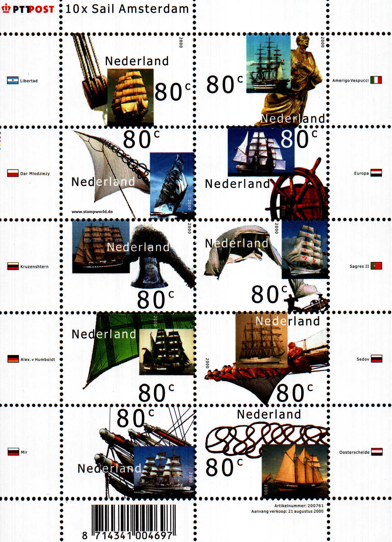 Briefmarken/Stamps Schiffsparade/Segelschiffe