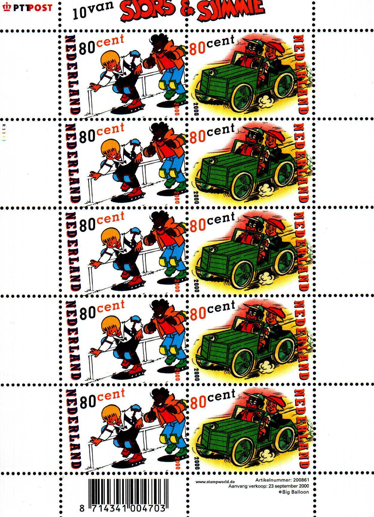 Briefmarken/Stamps Comics/Auto/Rollschuhfahren