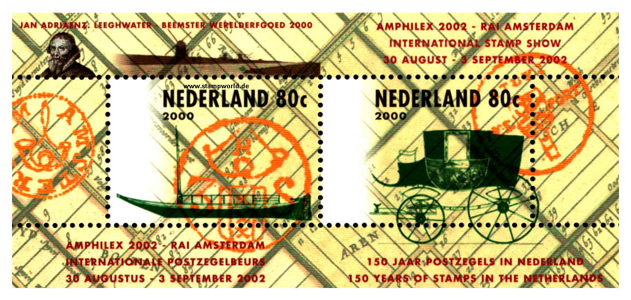 Briefmarken/Stamps AMPHILEX/Postboot/Postkutsche/Windmühle