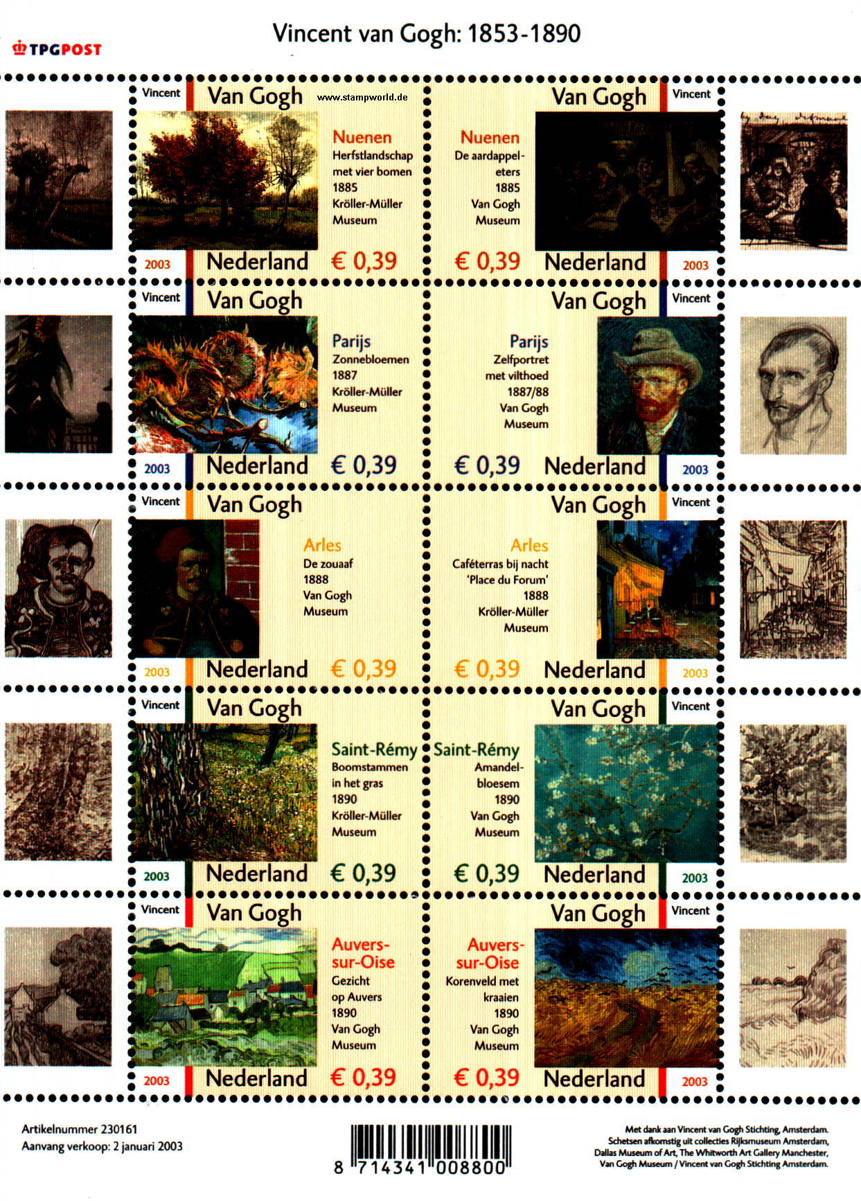 Briefmarken/Stamps Gemälde/Van Gogh