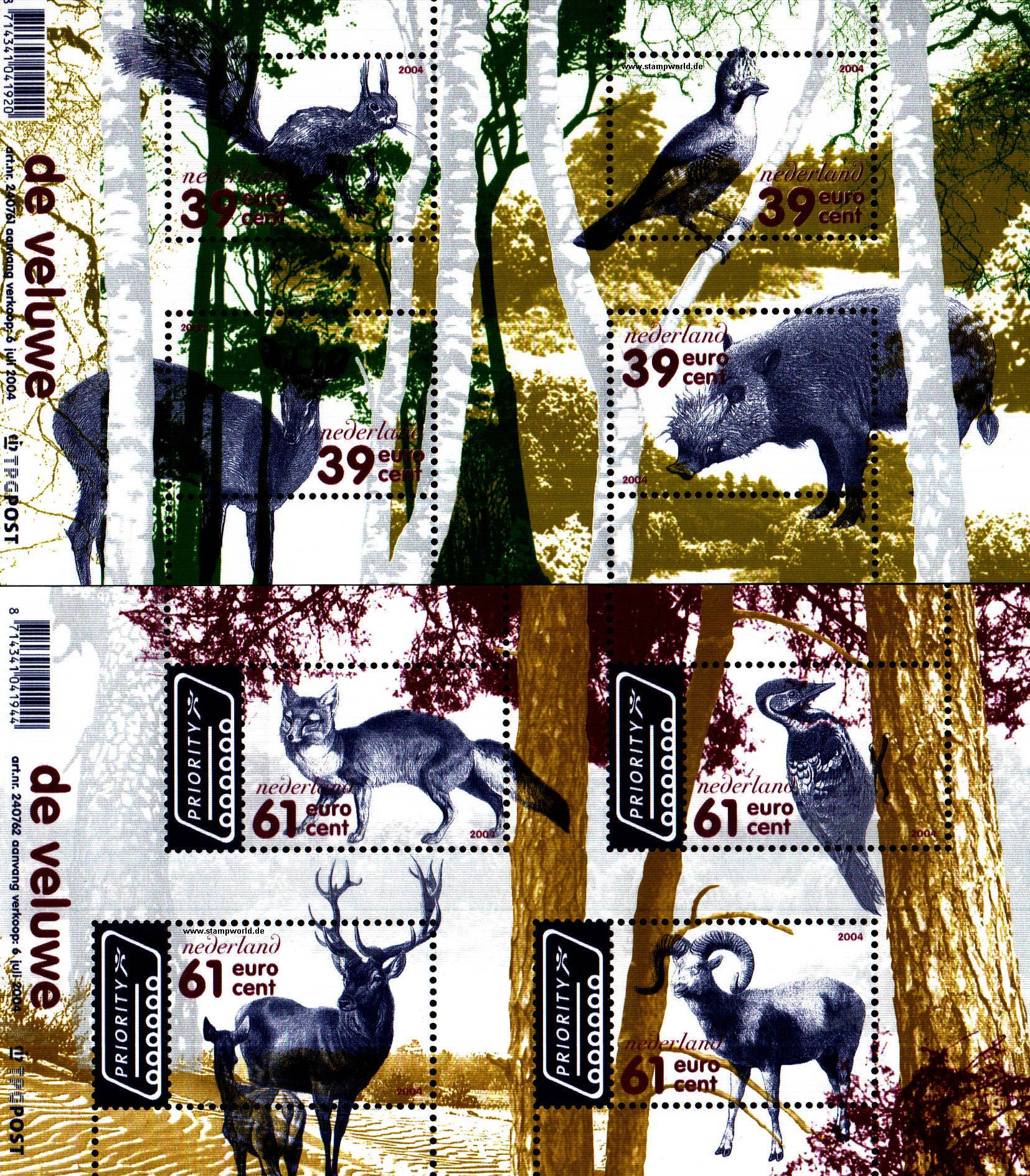 Briefmarken/Stamps Tiere/Vögel/Eichhörnchen/Fuchs/Hirsch/Wildschwein/Widder