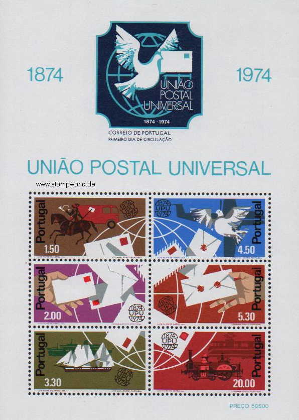 Briefmarken/Stamps UPU/Weltpostverein/Lokomotive/Schiffe/Auto/Postreiter/Taube/Brief