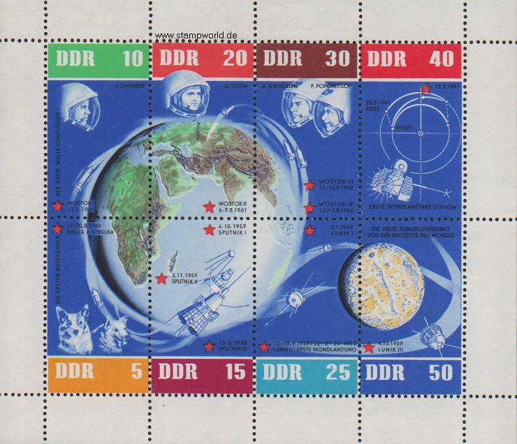 Briefmarken/Stamps sowjet. Raumfahrt/Raketen/Hunde/Kosmonauten/Erdkugel