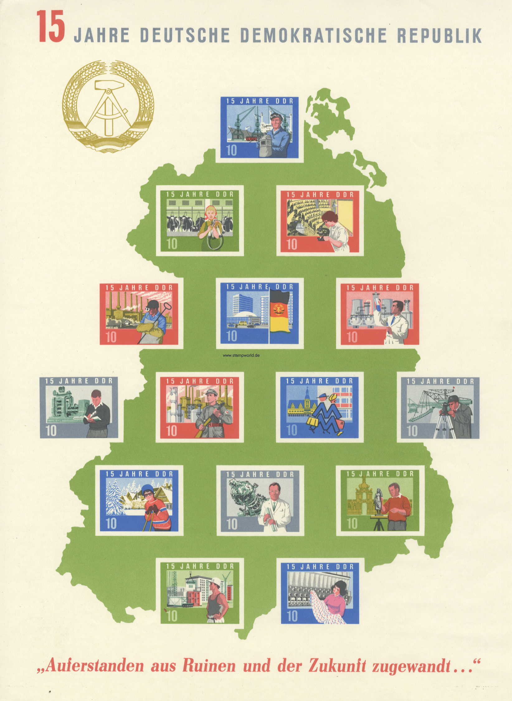 Briefmarken/Stamps 15 J. DDR/Berufe/Eisenbahn (Luxusqualität)
